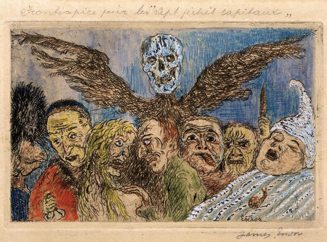 Dødssyndene behersket av døden av James Ensor