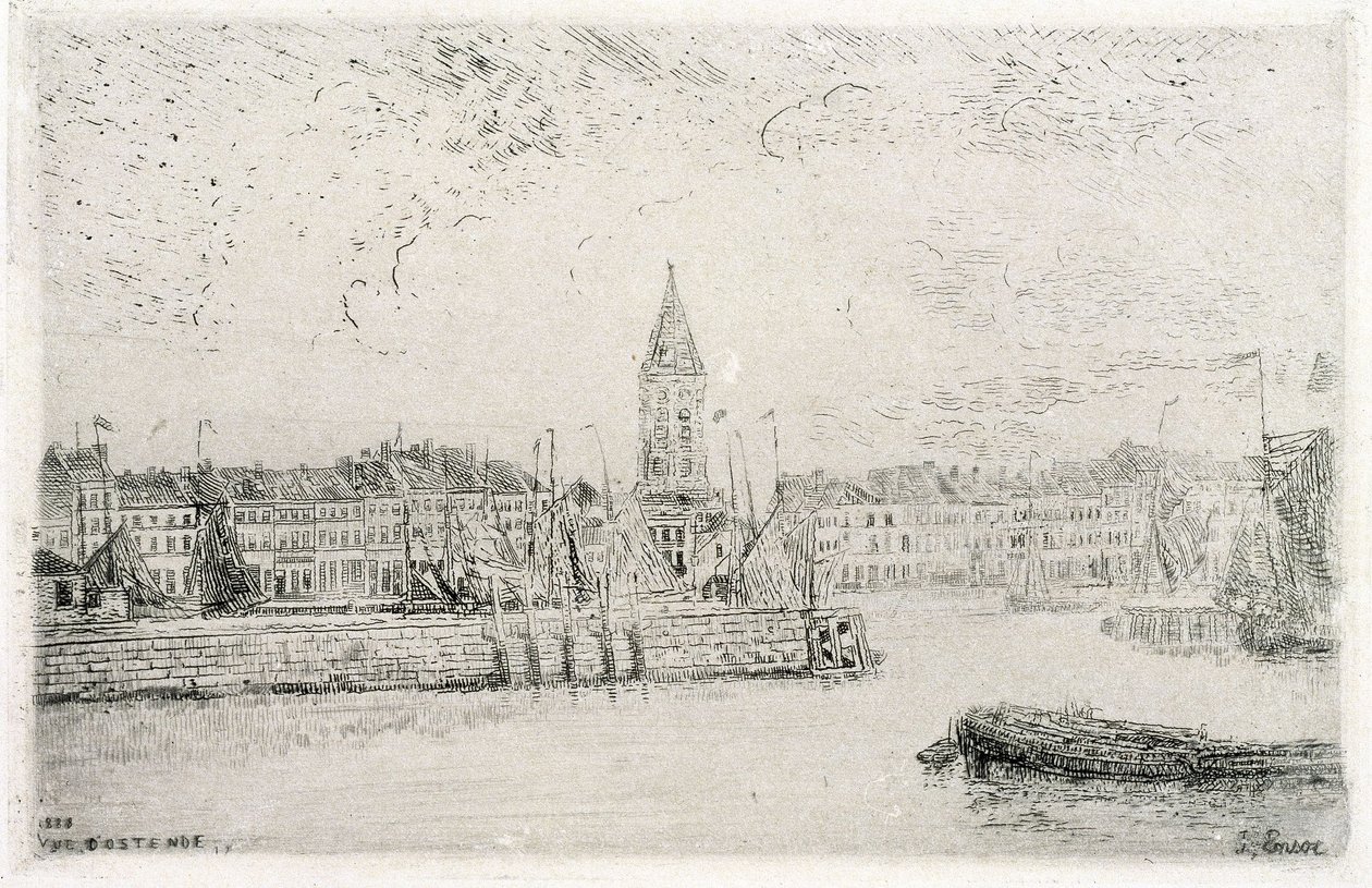 Utsikt over Oostende i øst av James Ensor