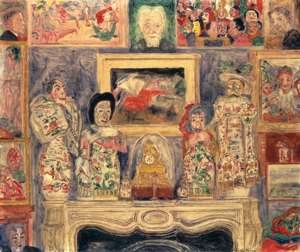 Interiør med tre portretter av James Ensor