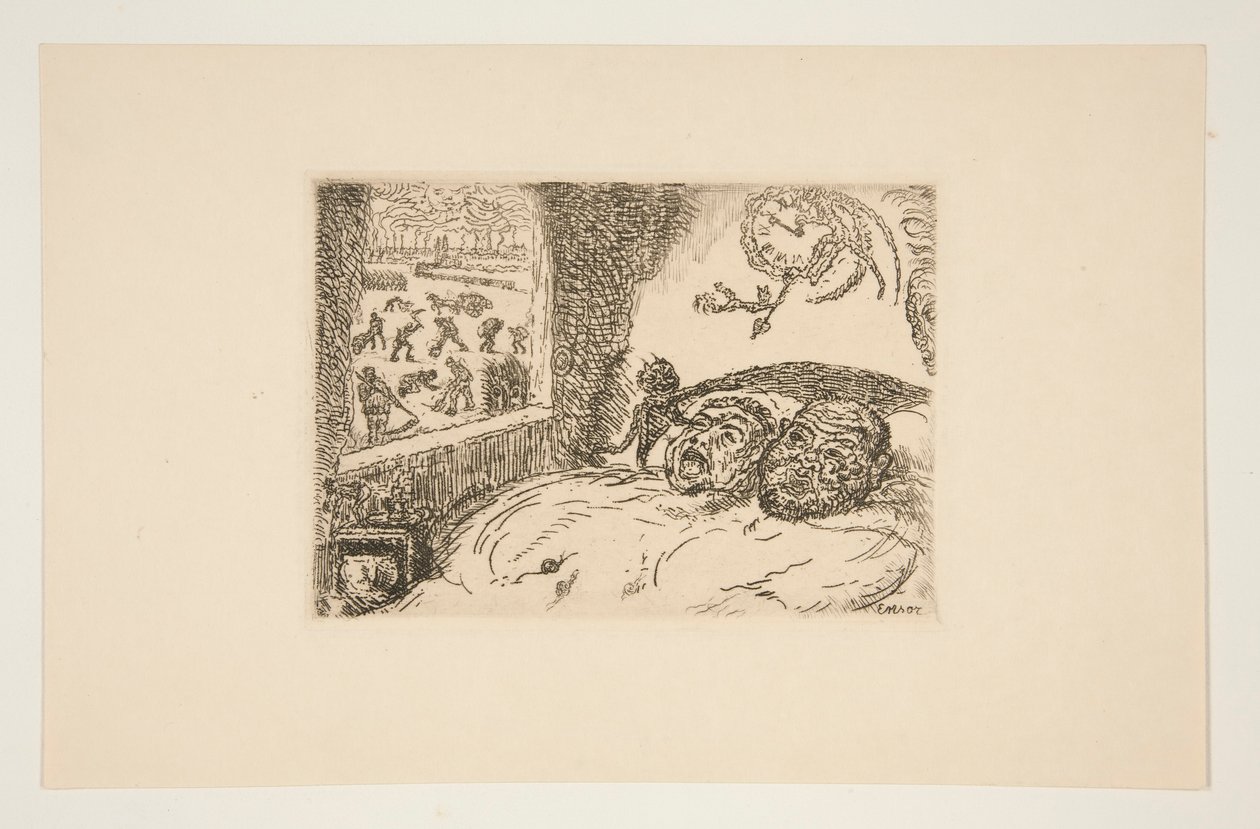La paresse (Sloth), fra porteføljen Les p?ch?s capitaux (Dødssyndene) av James Ensor