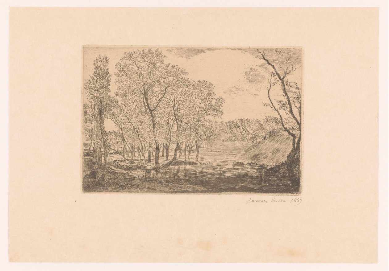 Landskap med poppel ved vannet La mare aux peupliers av James Ensor