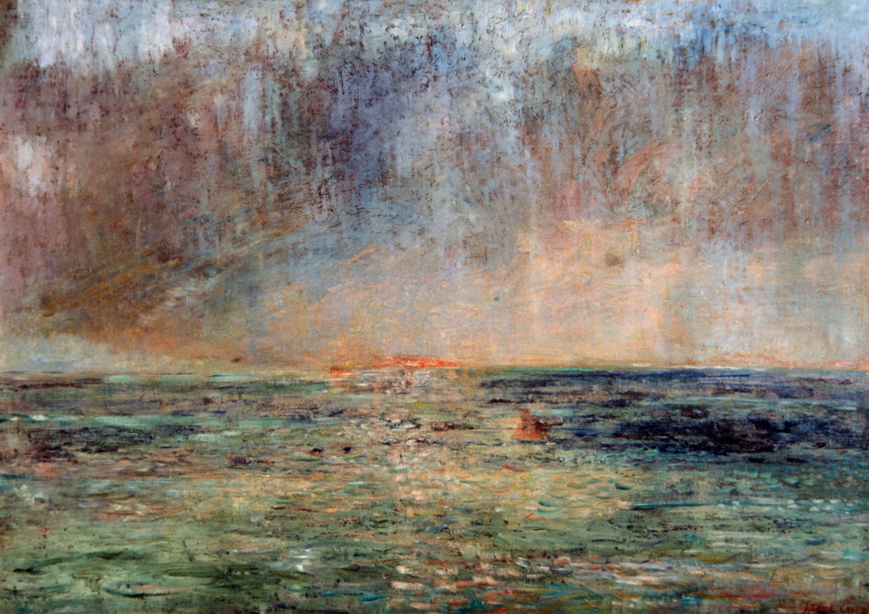 Stort sjølandskap (solnedgang) av James Ensor