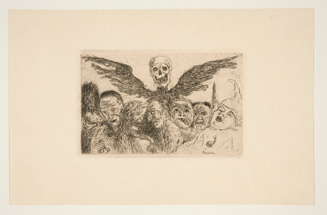 Les septs p?ch?s capitaux domin?s par la mort (De syv dødssynder dominert av døden), fra porteføljen Les p?ch?s capitaux (Dødssyndene) av James Ensor