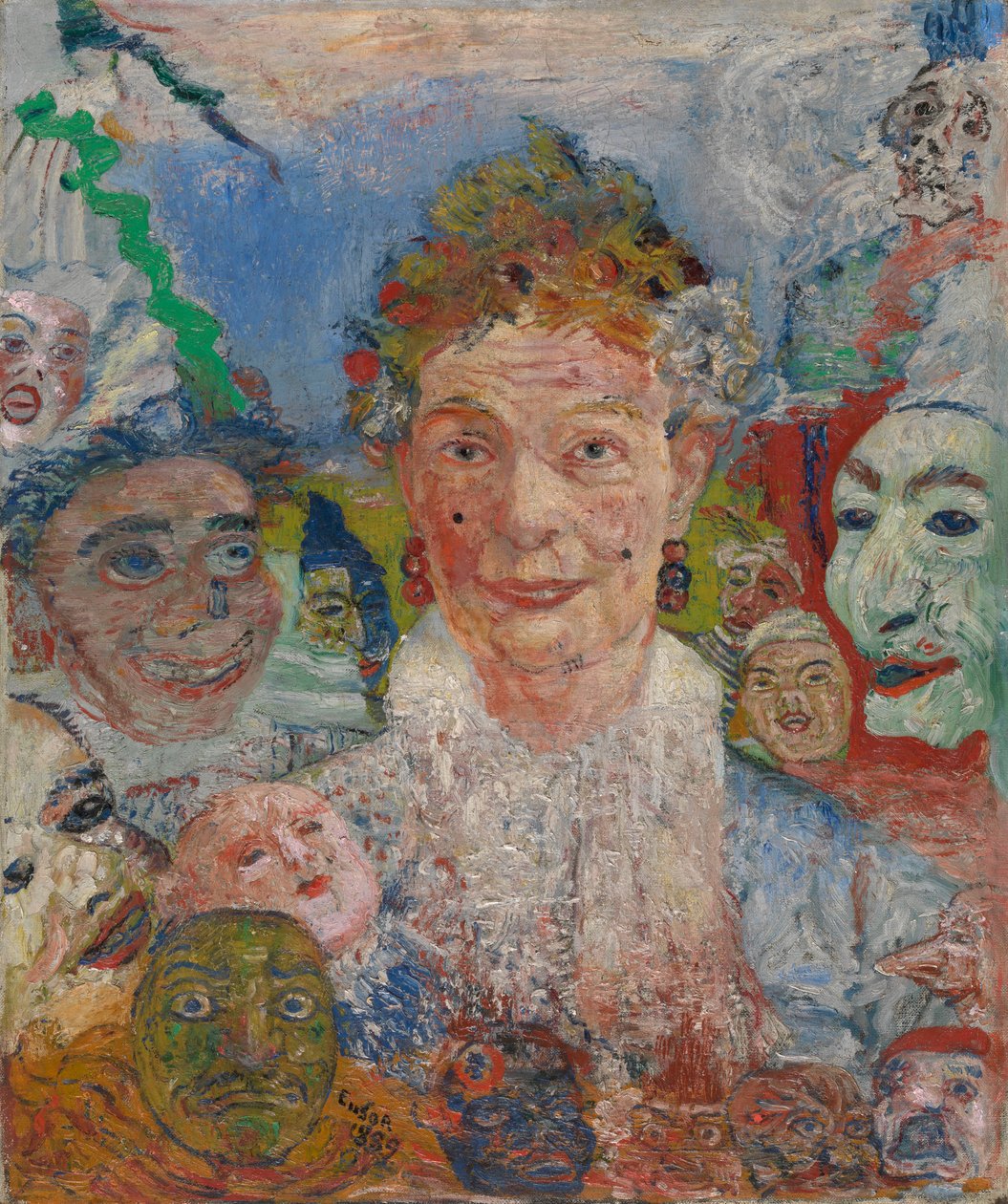 Gammel dame med masker av James Ensor
