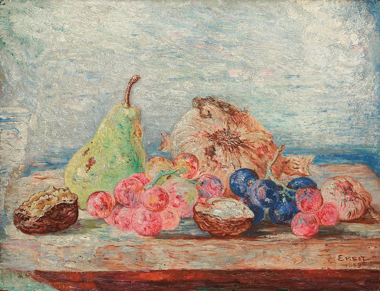 Pærer, druer, nøtter; Poires, rosiner, noix av James Ensor