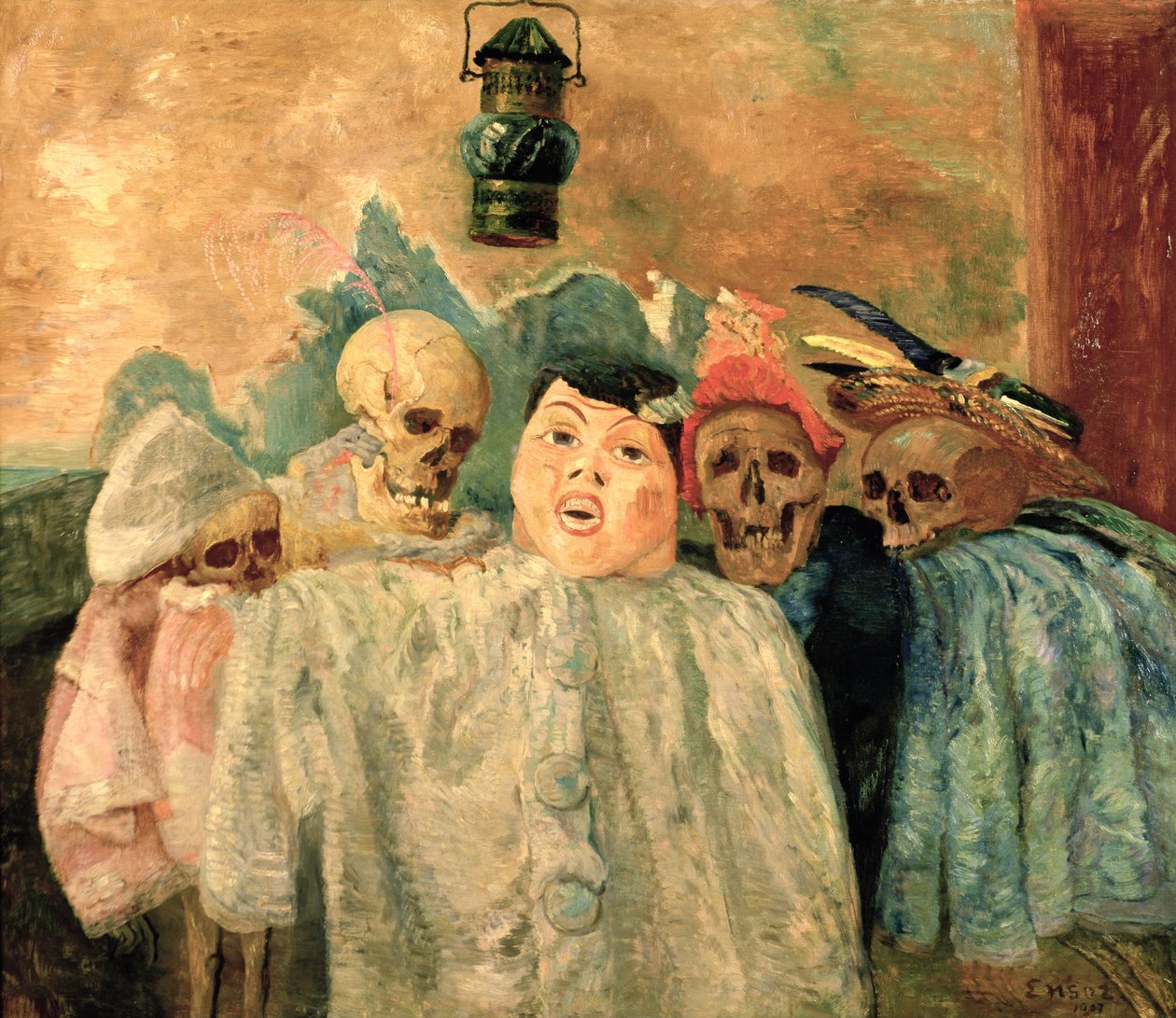 Pjerrot og skjeletter av James Ensor