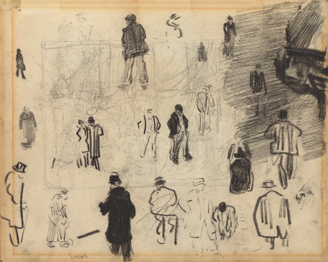 Recto: trillebår og figurer av James Ensor