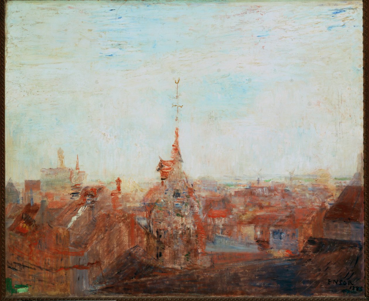 Tak i Oostende (olje på papp) av James Ensor