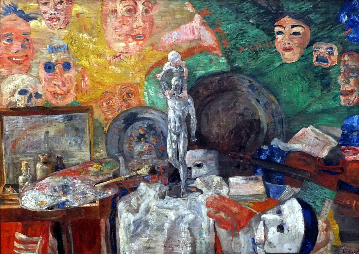 Stilleben i atelieret av James Ensor