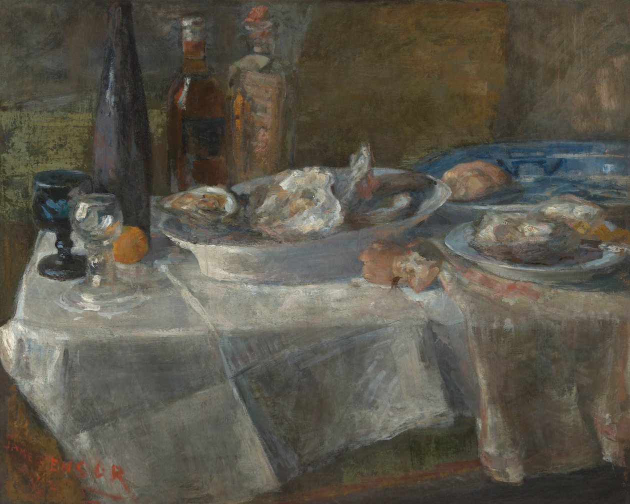 Stilleben med østers (lysstudie) av James Ensor