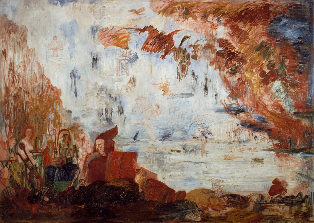 Temptation of St Anthony, av James Ensor (1860-1949), olje på lerret av James Ensor