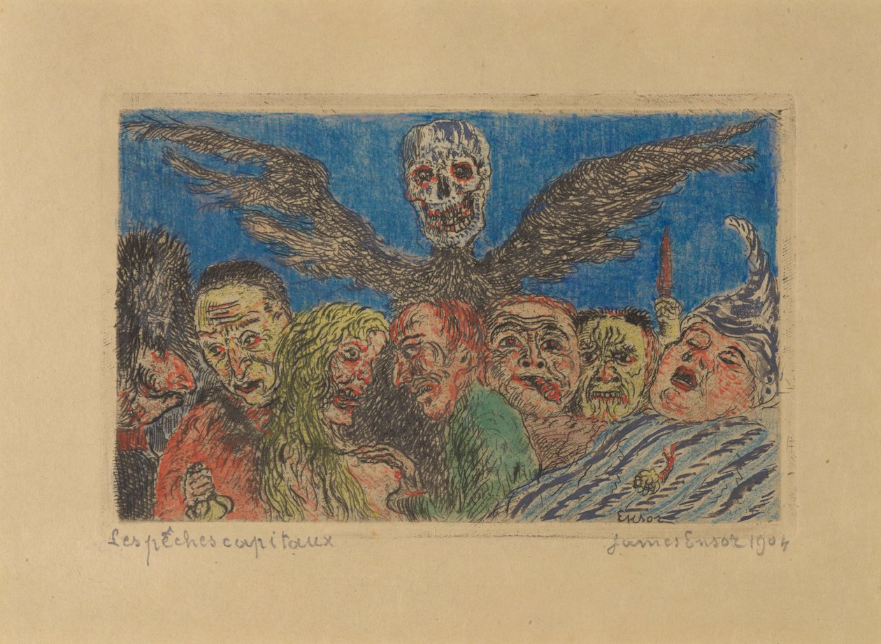 Dødssyndene dominert av døden av James Ensor