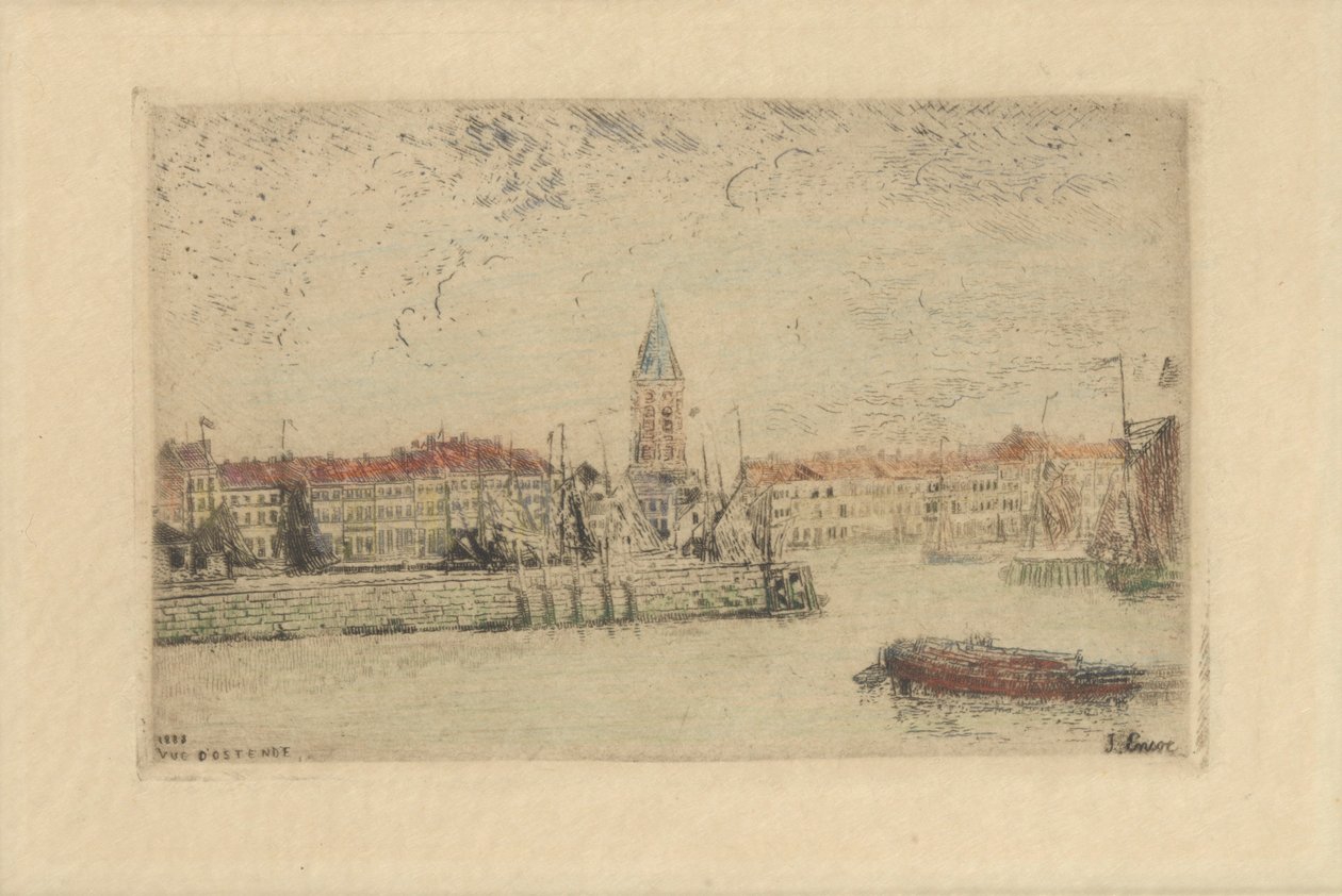 Utsikt over Oostende i øst av James Ensor