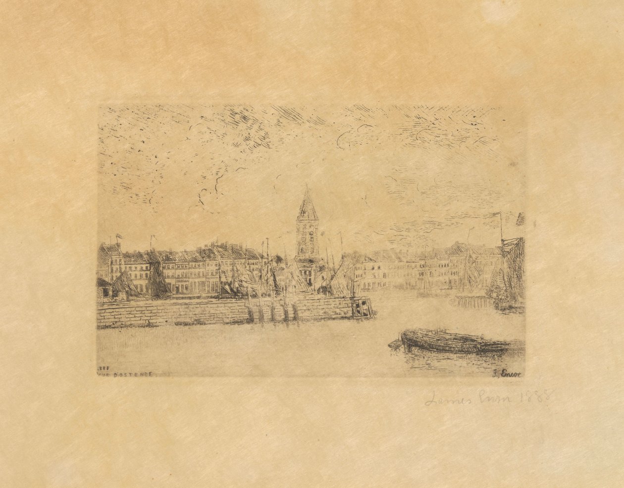 Utsikt over Oostende i øst av James Ensor