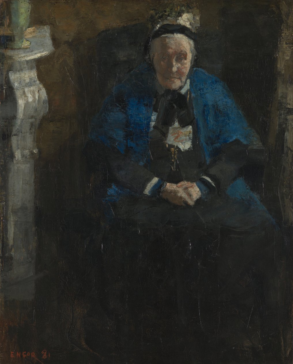 Kvinne med blått sjal av James Ensor