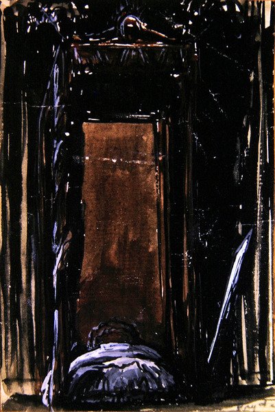 The Bed, ca. 1909 (blekk og gouache på papir) av James Ferrier Pryde
