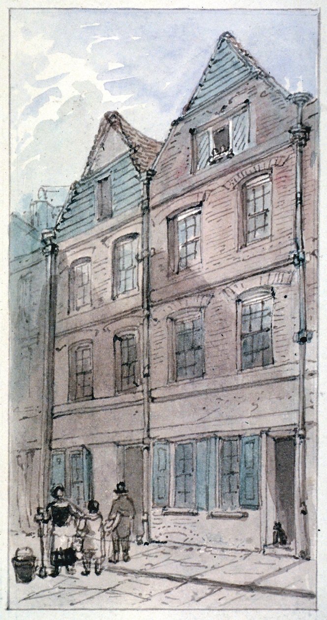 Hus i Blackhorse Alley, Fleet Street, City of London, 1850 av James Findlay