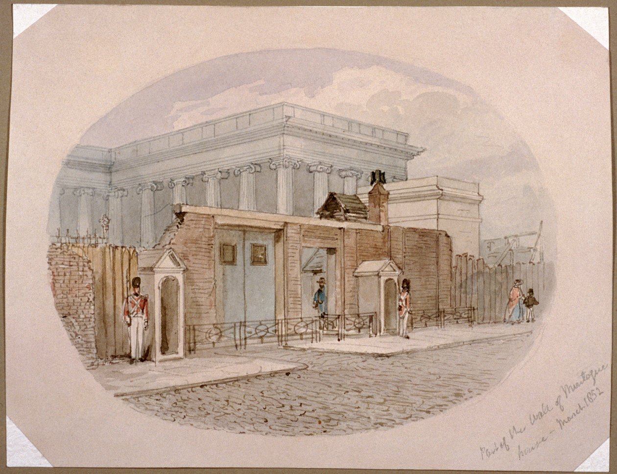 Montague House wall, British Museum, London, 1852 av James Findlay