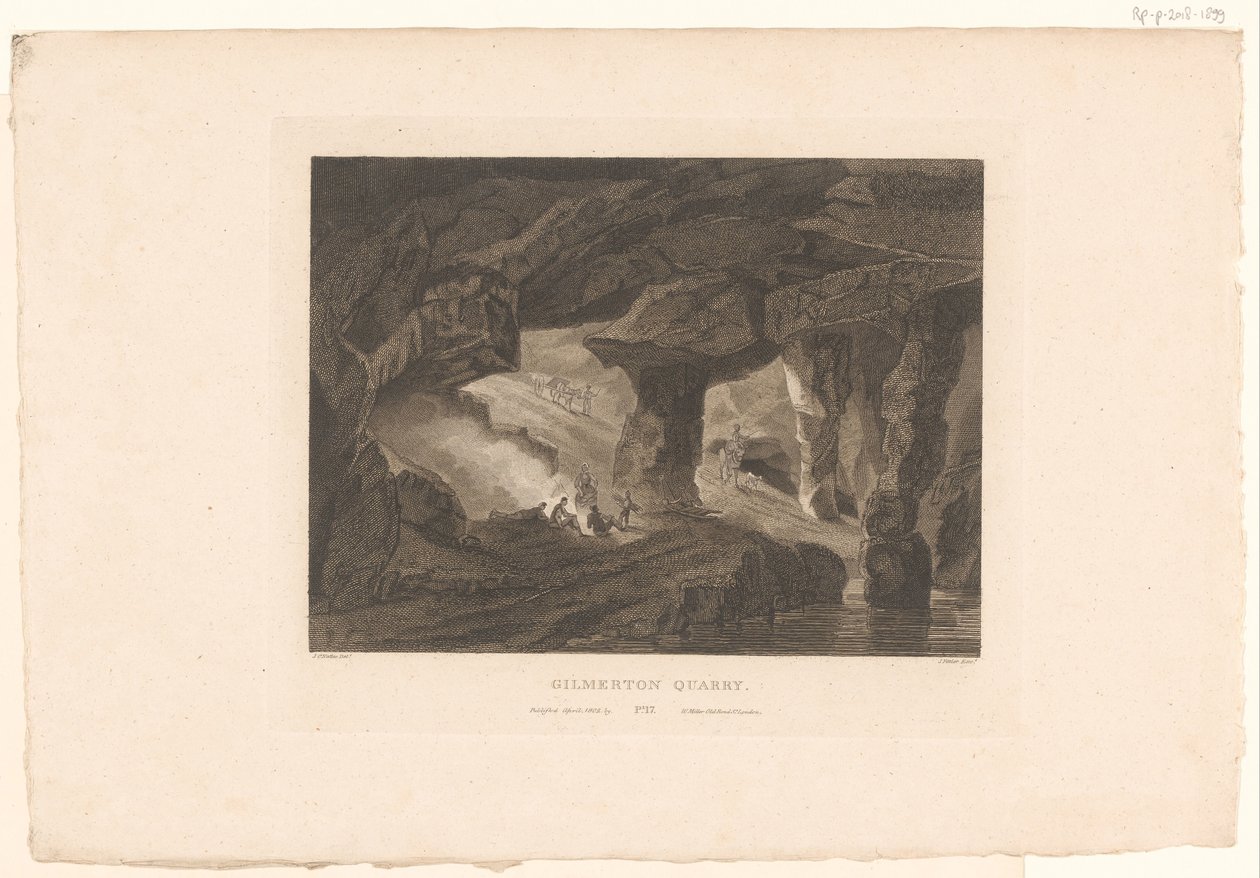 Utsikt over Gilmerton Quarry, nær Edinburgh Gilmerton Quarry (tittel på objekt) av James Fittler