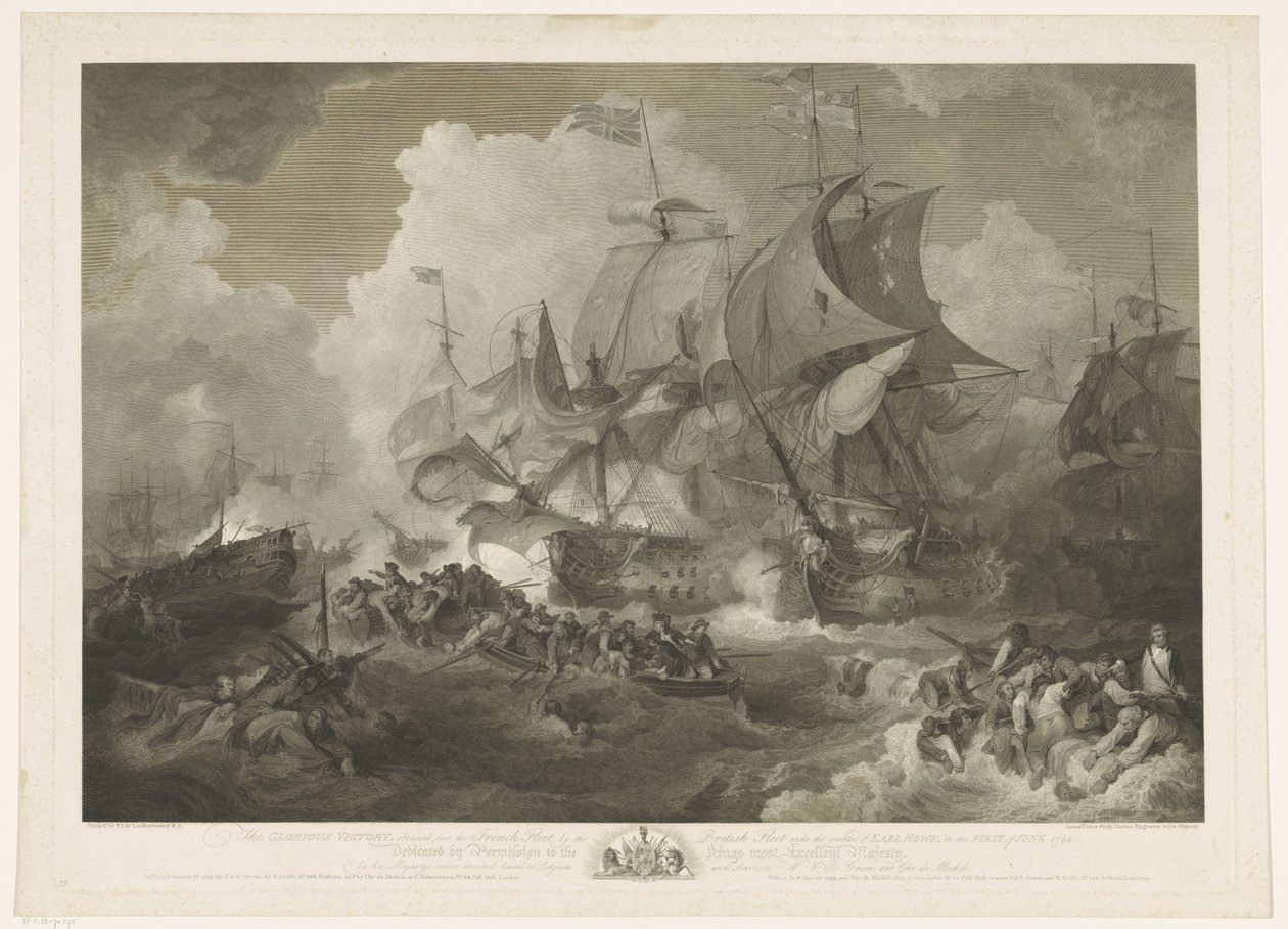Den engelske flåtens seier over den franske flåten, 1794 av James Fittler