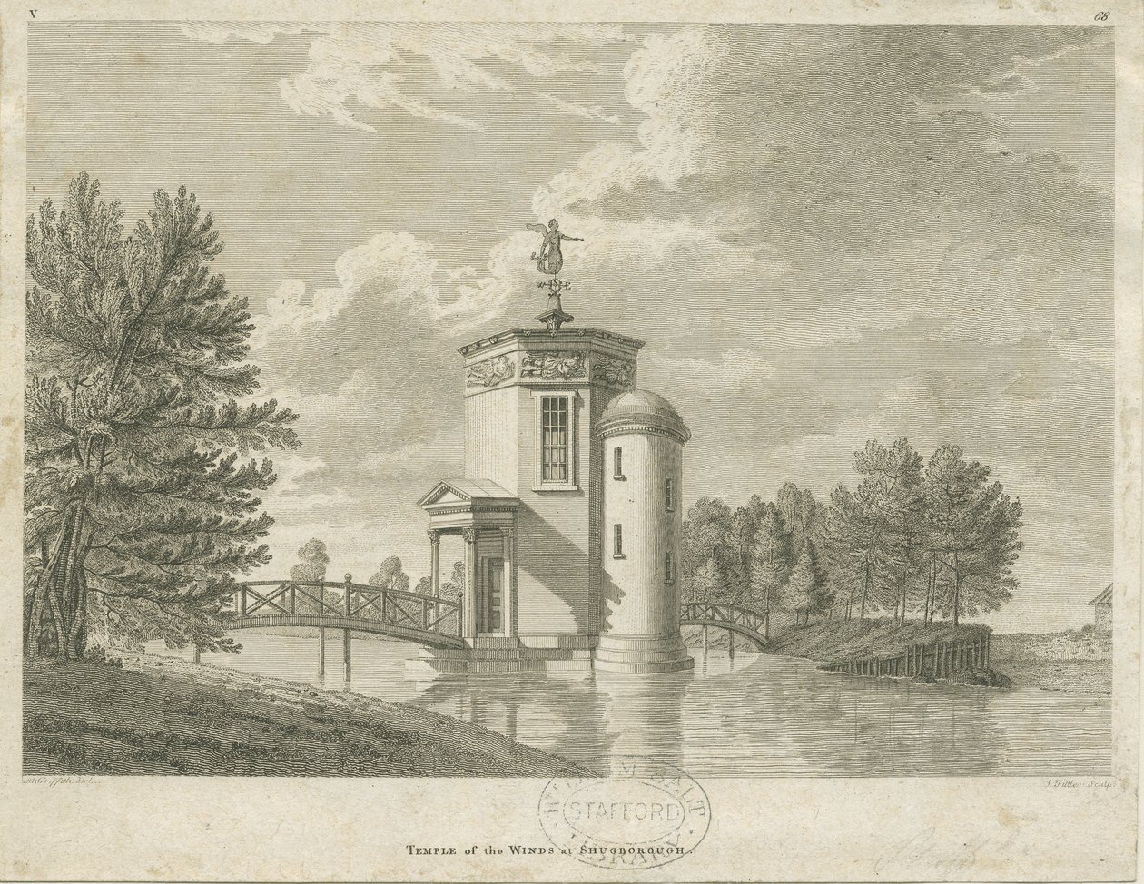 Shugborough - Vindenes tempel: gravering og [slutten av 1700-tallet] (trykk) av James Fittler
