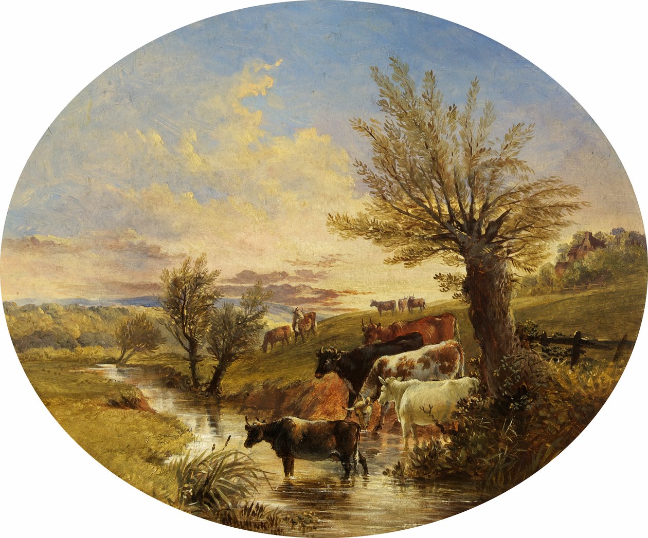 Landskap med bekk og storfe, 1888 av James Flewitt Mullock