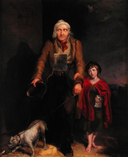 The Blind Beggar (olje på lerret) av James Flewitt Mullock