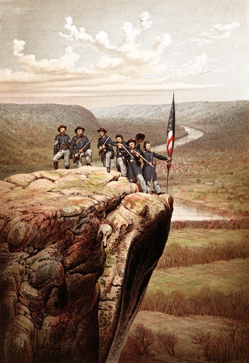 Union Soldiers på Lookout Mountain, Tennessee, pub. 1863 av James Fuller Queen