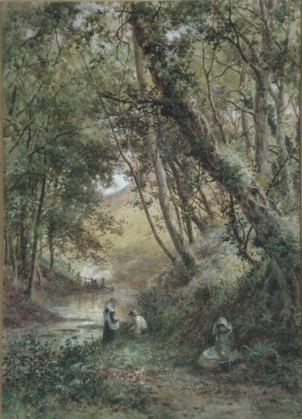 Ved strømmen (akvarell på papir) av James George Bingley