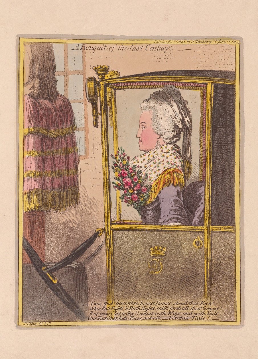 A Bouquet of the Last Century, pub. 1802 (håndfarget gravering) av James Gillray