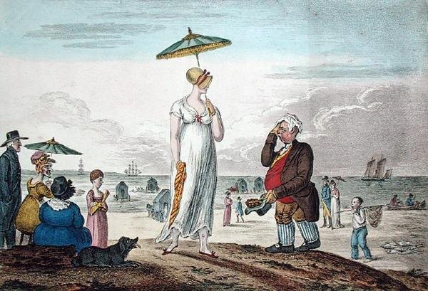 A Calm , utgitt av Hannah Humphrey i 1810 (håndfarget etsning) av James Gillray
