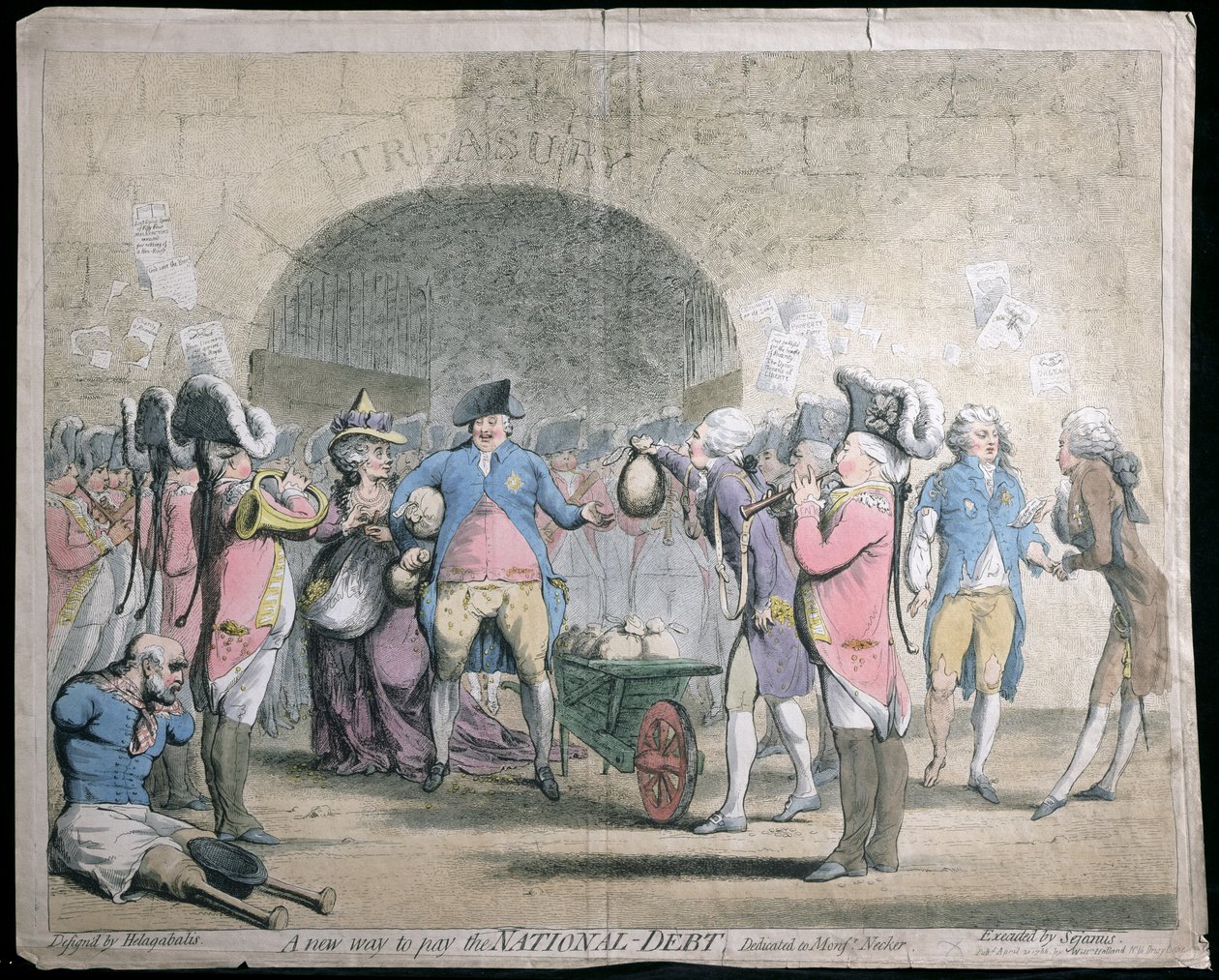A New Way to Pay the National Debt, utgitt av W. Holland i 1786 (håndfarget etsing og gravering) av James Gillray