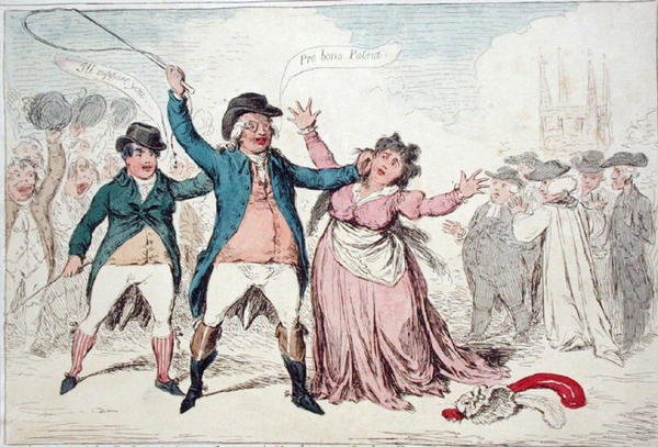 Et bevis på de raffinerte følelsene av en elskverdig karakter, nylig en kandidat for en viss gammel by (håndfarget etsning) av James Gillray