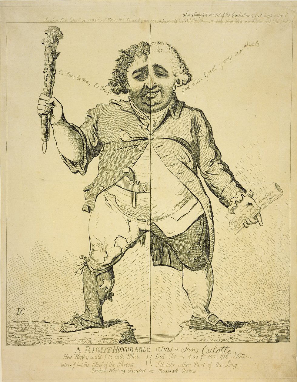 A Right Honorable alias a Sans Coulotte, utgitt av S.Fores, 1802 av James Gillray