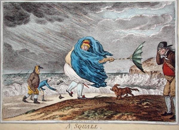 A Squall , utgitt av Hannah Humphrey i 1810 (håndfarget etsning) av James Gillray