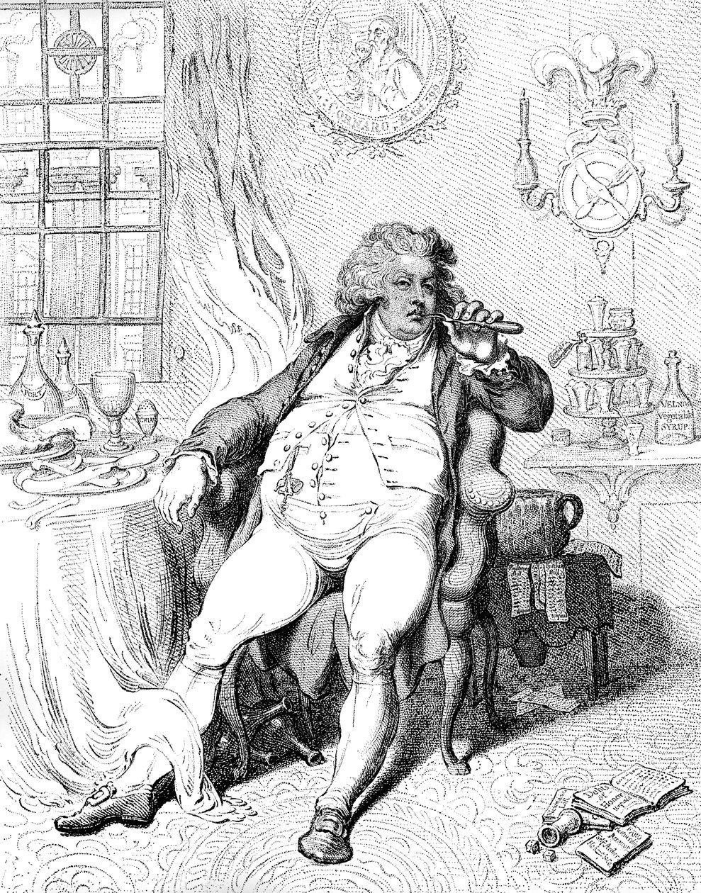 A Voluptuary Under the Horrors of Digestion, 1792. av James Gillray