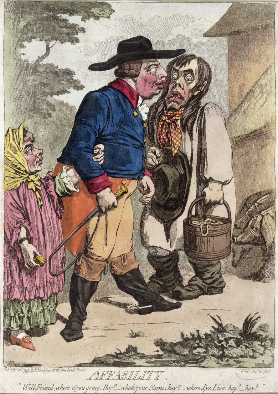 Affability, utgitt av Hannah Humphrey i 1795 (håndfarget etsning med akvatint) av James Gillray