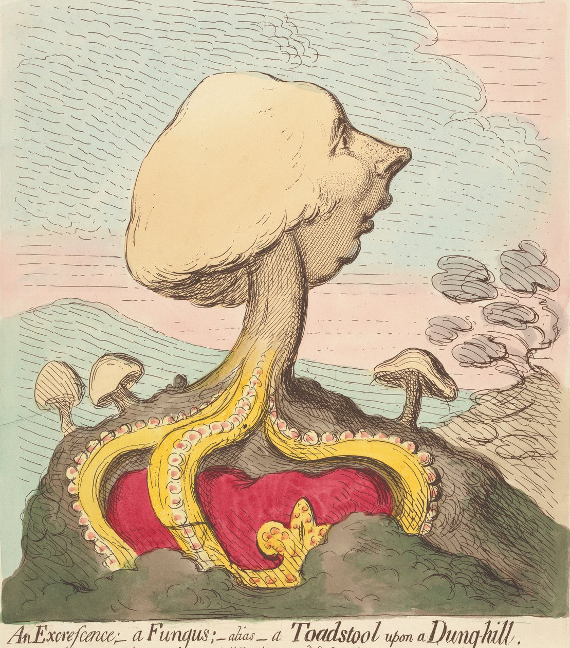 En utvekst - En sopp - Alias - En giftsopp på en møkkahaug av James Gillray
