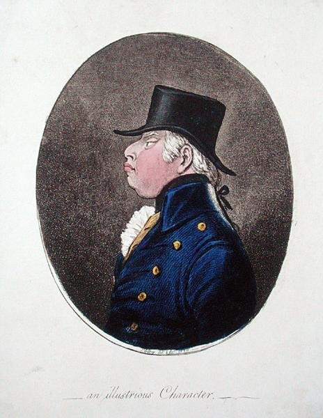 An Illustrious Character, utgitt av Hannah Humphrey i 1802 (håndfarget etsning) av James Gillray