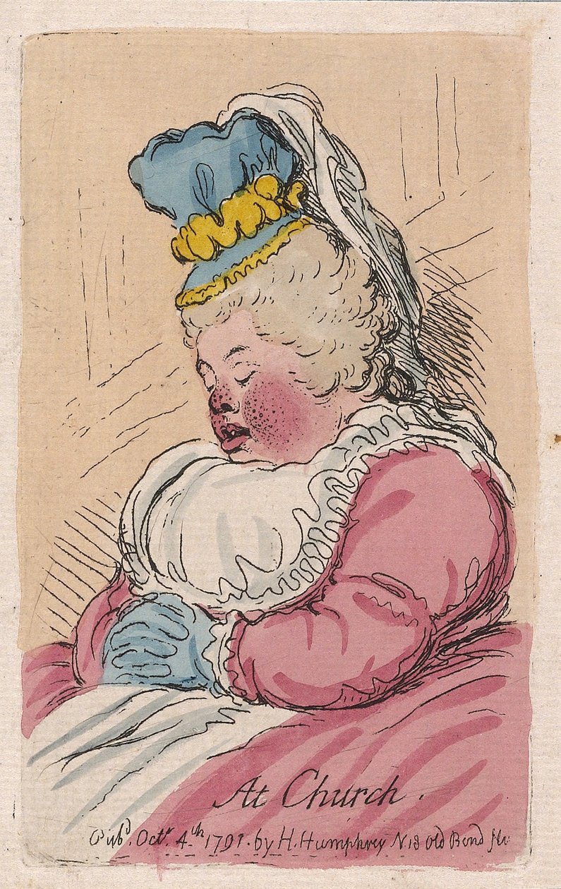 I kirken, pub. 1791 (håndfarget gravering) av James Gillray