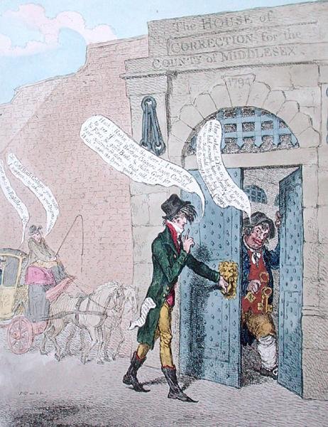 Citizens Visiting the Bastille, utgitt av hannah Humphrey i 1799 (håndfarget etsning) av James Gillray