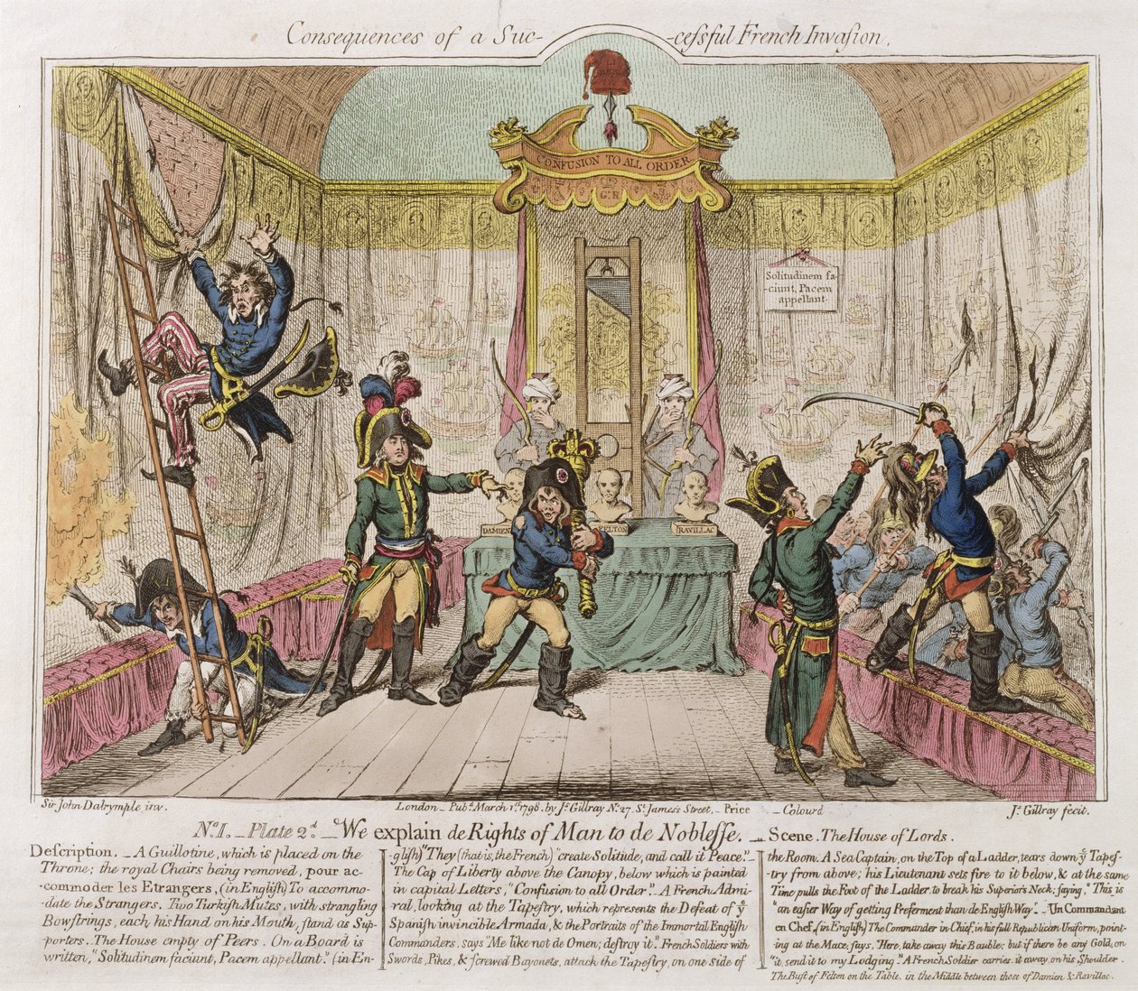 Konsekvensene av en vellykket fransk invasjon, eller Vi forklarer menneskerettigheter for adelen av James Gillray