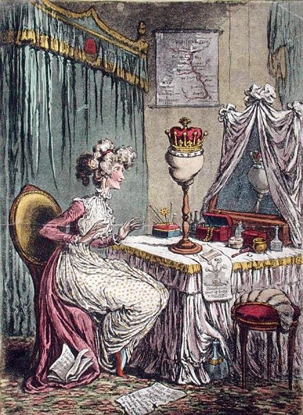 Contemplations upon a Coronet , utgitt av Hannah Humphrey i 1807 (håndfarget etsning med akvatint) av James Gillray