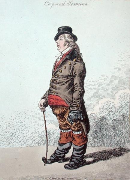 Corporeal Stamina, utgitt av Hannah Humphrey i 1801 (håndfarget etsning) av James Gillray