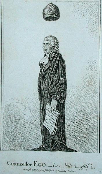 Rådgiver Hvem - i.s. little i myself i, utgitt av J. Wright i 1798 (radering) av James Gillray