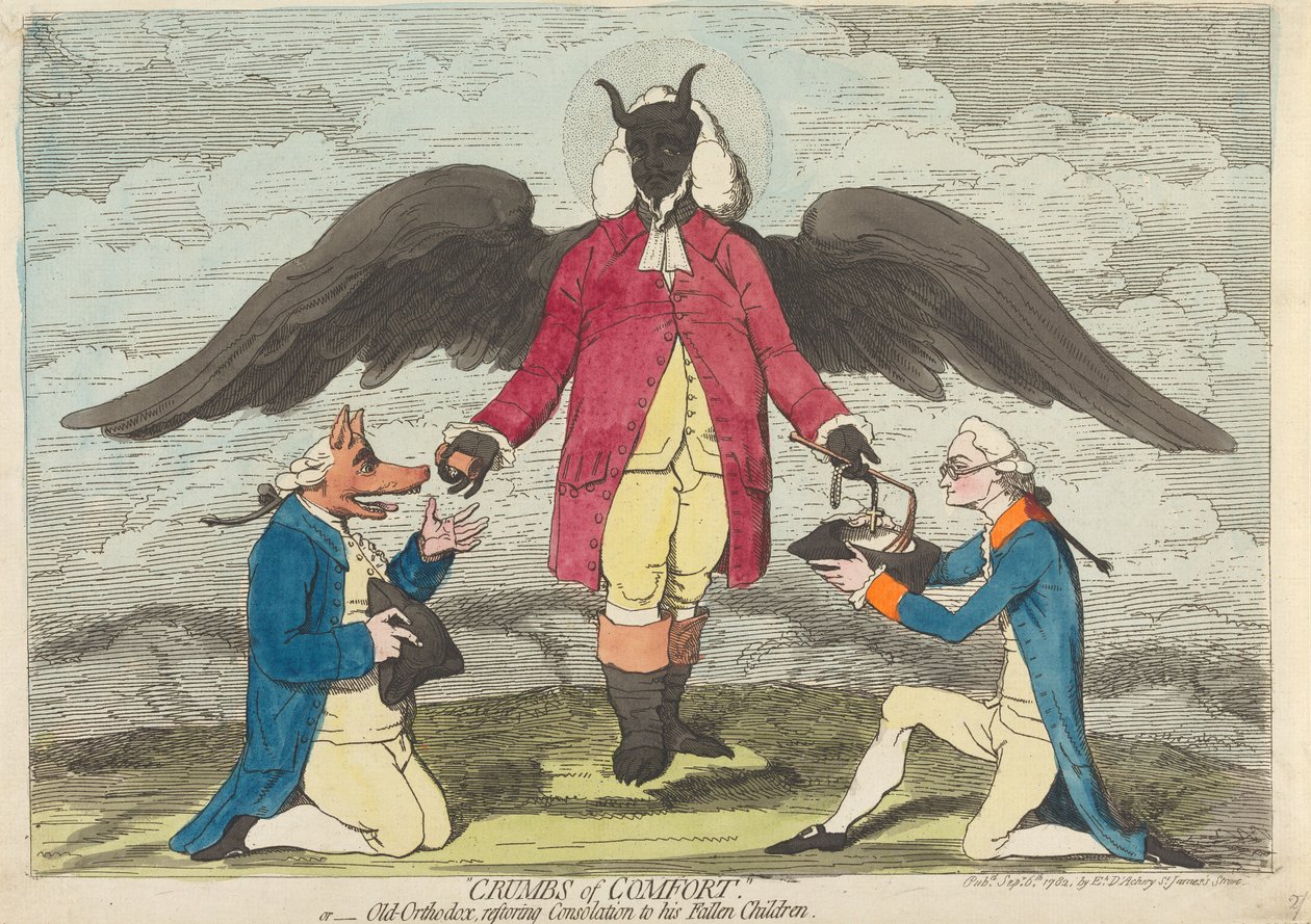 Trøstens smuler - eller - Den gammelortodokse gir trøst tilbake til sine falne barn av James Gillray