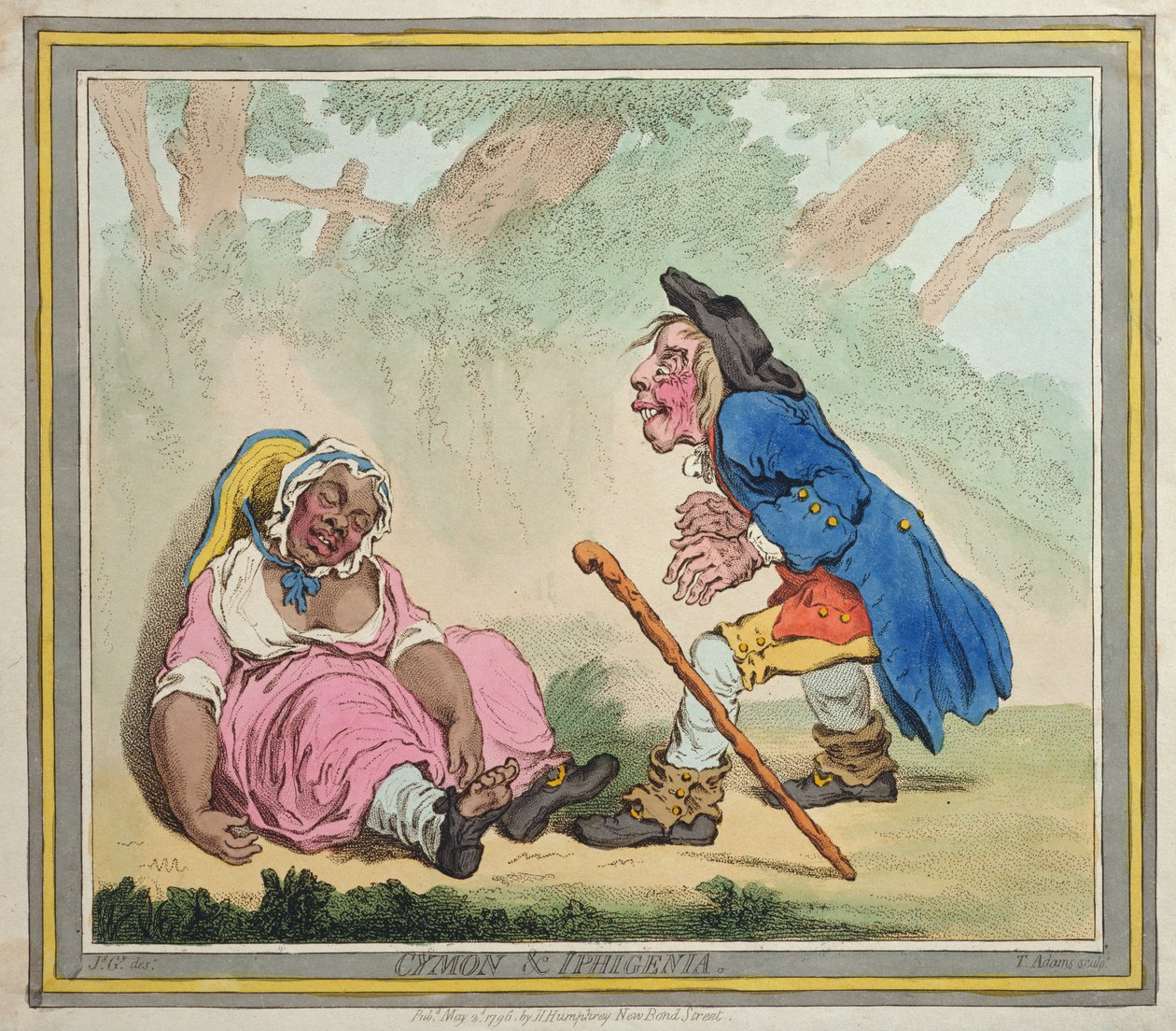 Cymon und Iphigenia, utgitt av Hannah Humphrey i 1796 (håndfarget etsning) av James Gillray