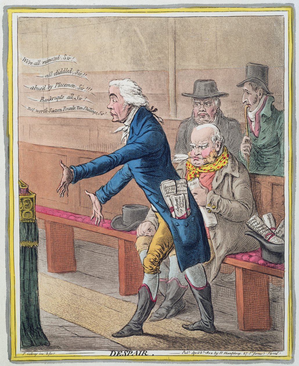 Despair, utgitt av Hannah Humphrey i 1802 (håndfarget etsning) (se 191204) av James Gillray