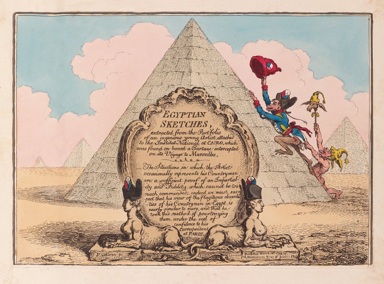 Egyptian Sketches, pub 1799 (håndfarget gravering) av James Gillray