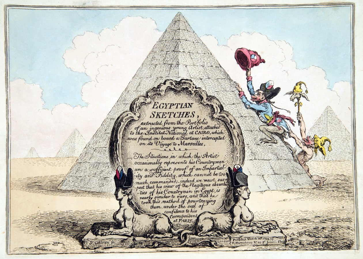 Egyptian Sketches, utgitt Hannah Humphrey i 1799 (håndfarget etsning) av James Gillray
